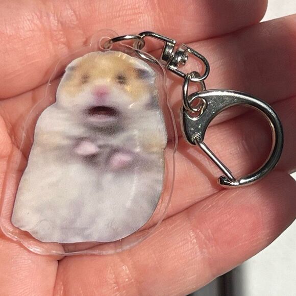 Iconic Blurry Hamster Meme Acrylic Keychain - Picture 1 of 7